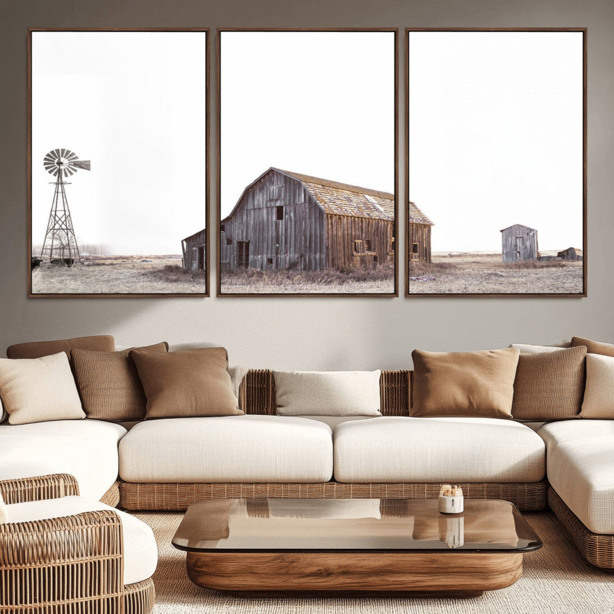 Set of 3 Rustic Farmhouse Wall Art Prints – Country Barn,