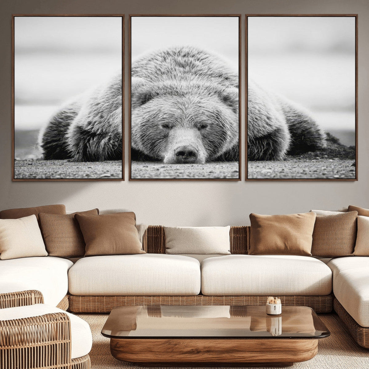 Resting Grizzly Bear Wall Art Canvas Print – Majestic Lazy