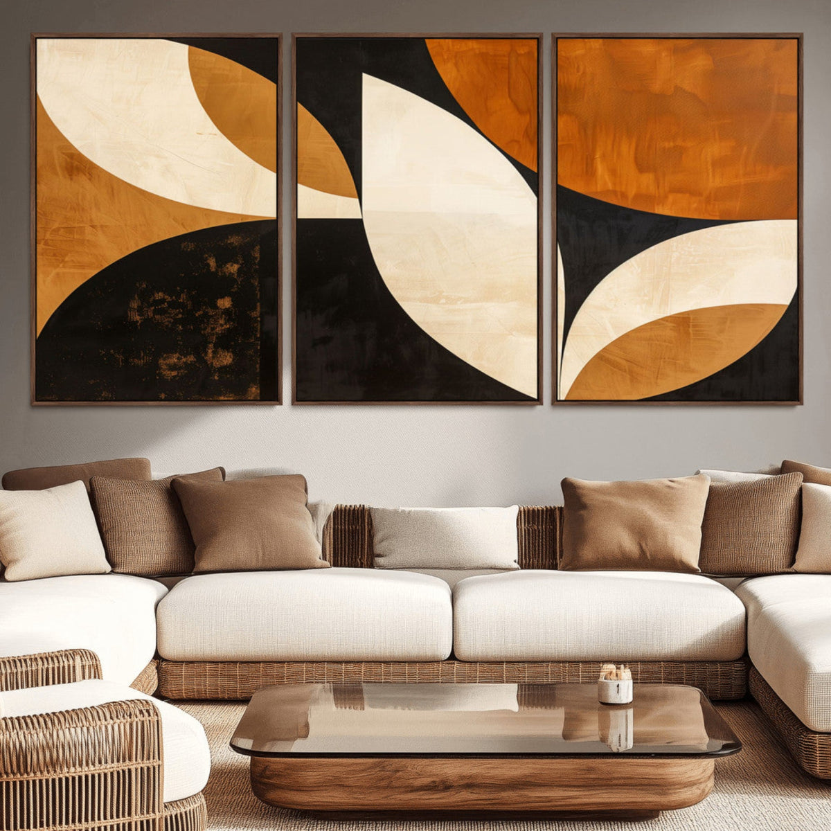 Geometric Abstract Wall Art Canvas Print, Mid Century Modern