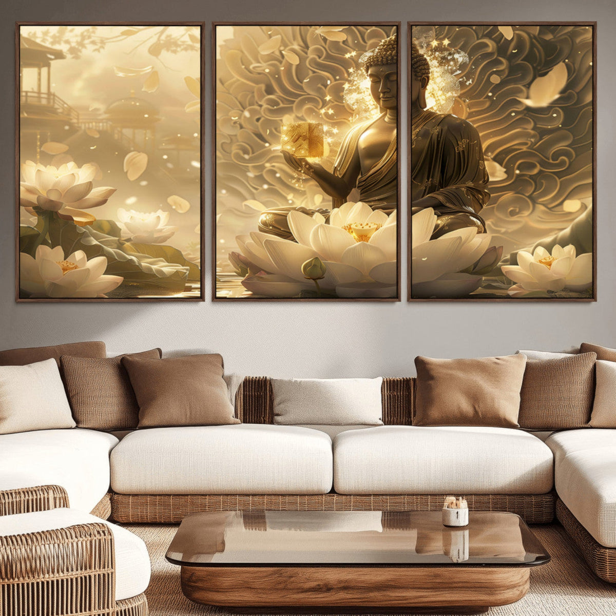 Golden Buddha Wall Art | Yoga Room Decor and Meditation Room
