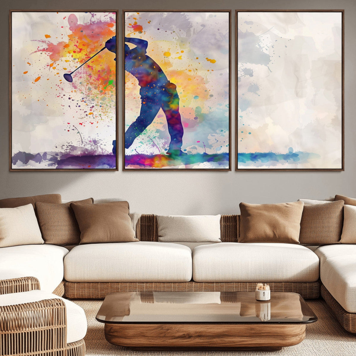 Watercolor Golf Swing Wall Art Canvas Print | Vibrant