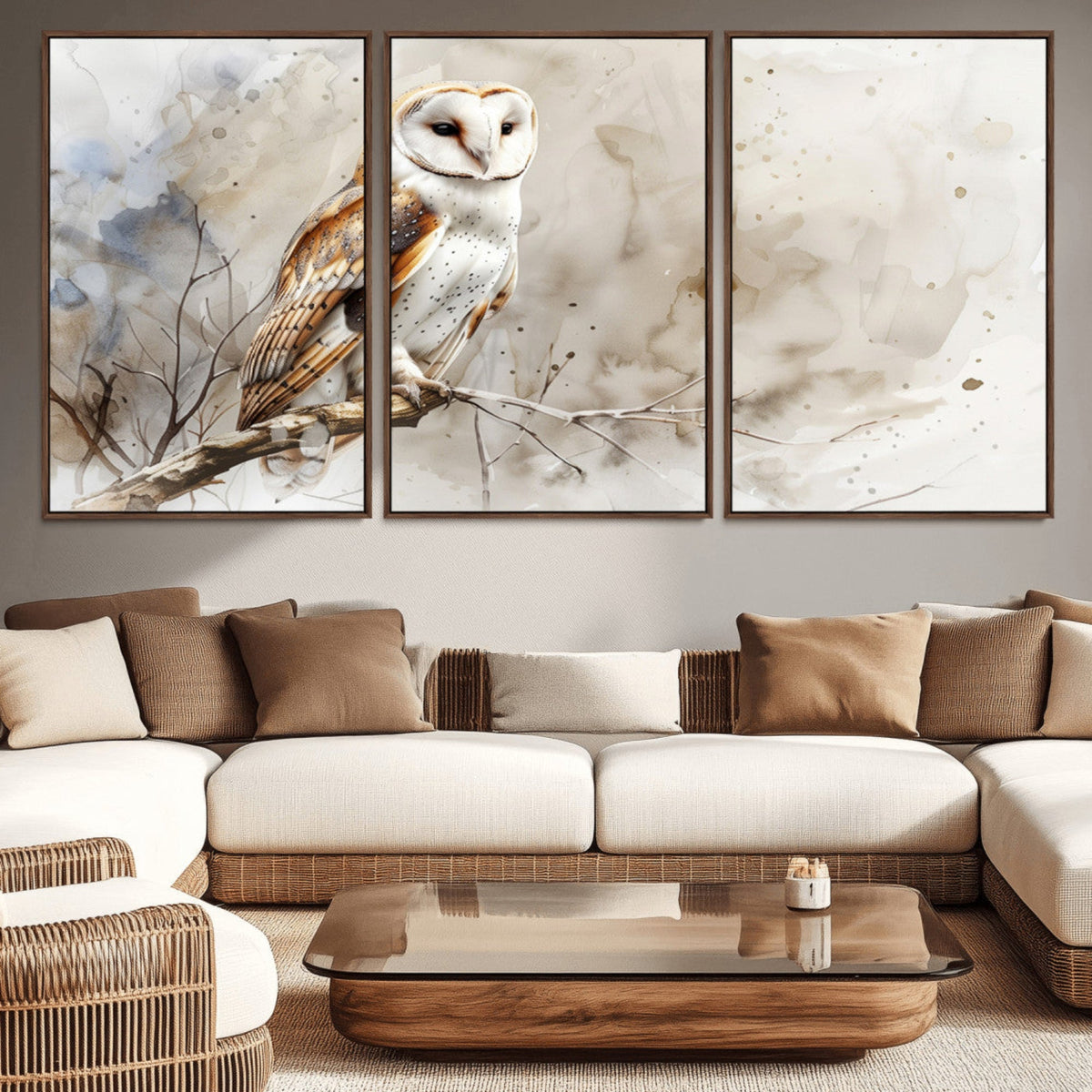 Barn Owl Wall Art | Watercolor Canvas Print | Perfect for