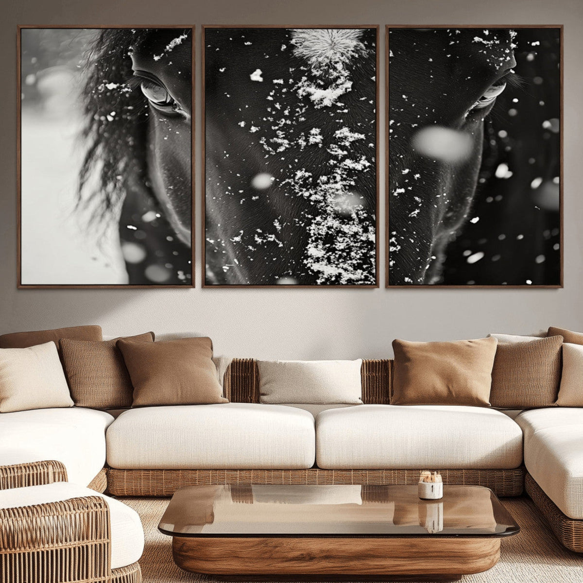 Winter Horse Snow Wall Art Canvas Print