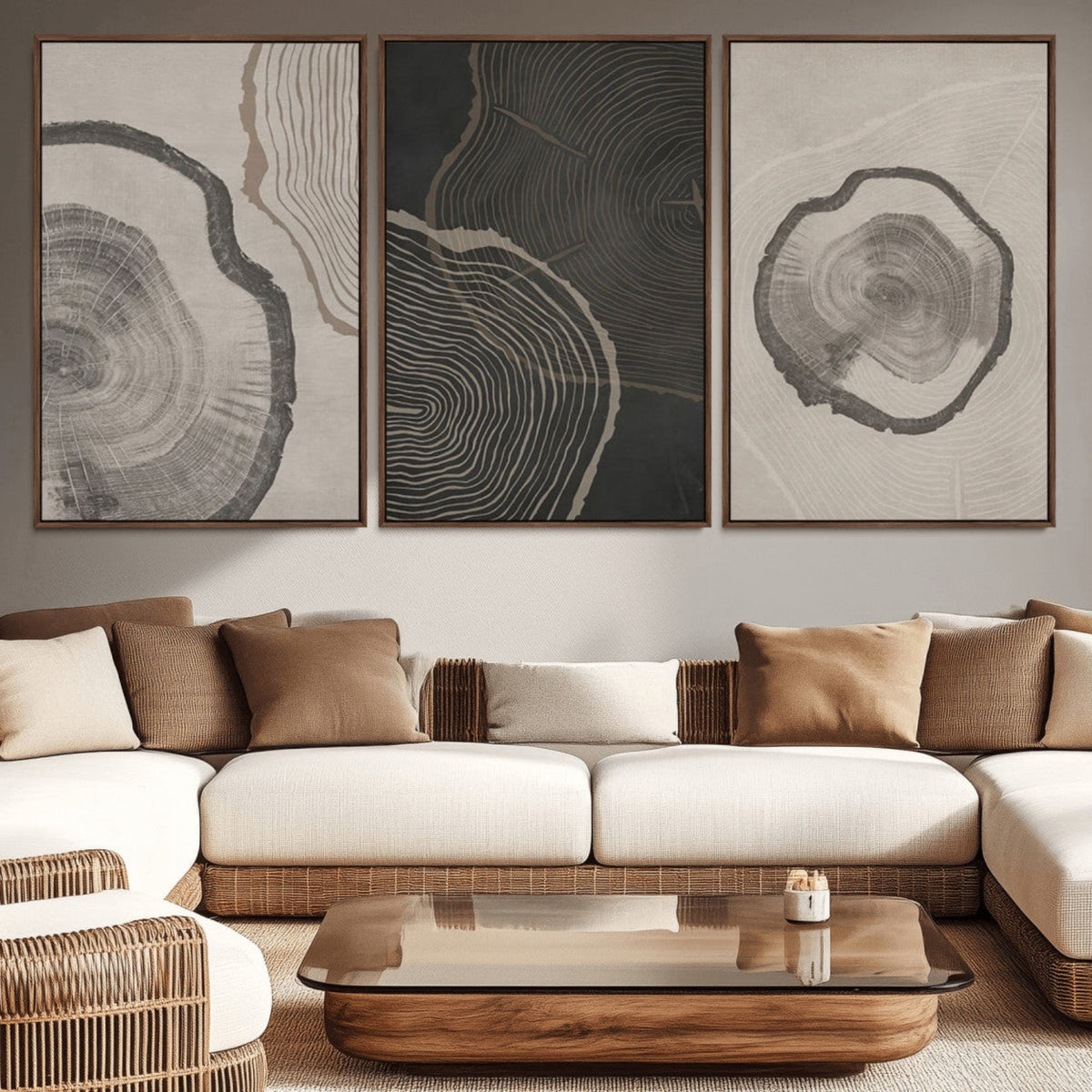 Minimalist Tree Rings Wall Art | Modern Abstract Canvas