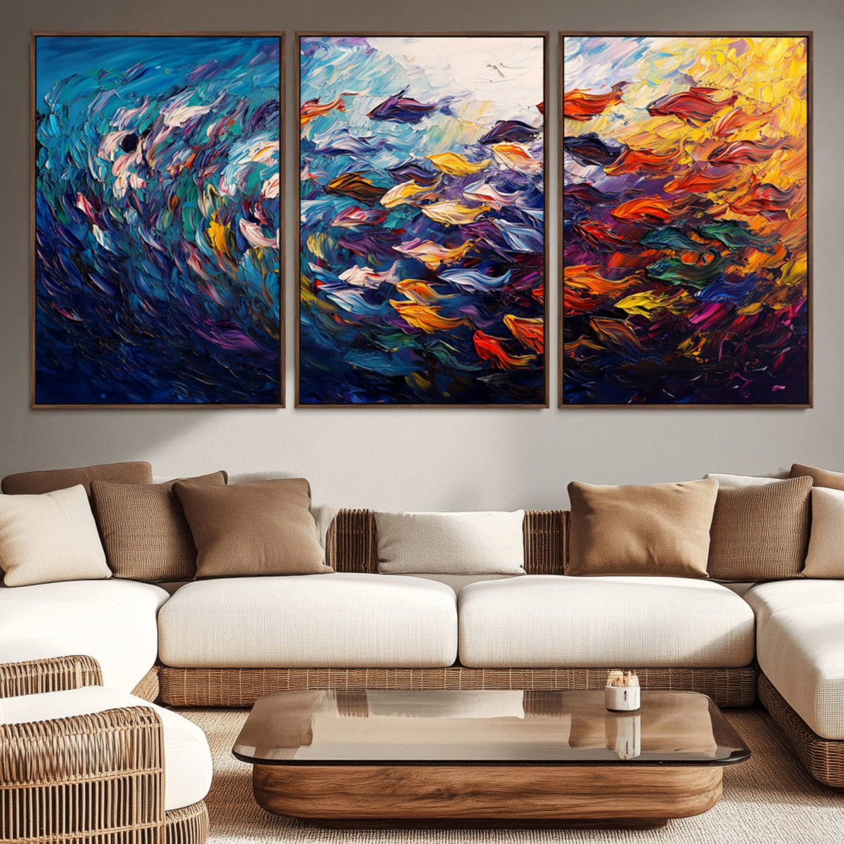 Vibrant Abstract Fish Swarm Art – Colorful Fish Inspired
