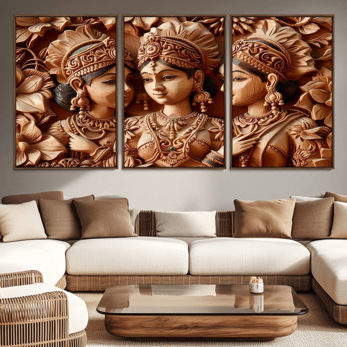 Indian Woman Statue Wall Art Canvas Print