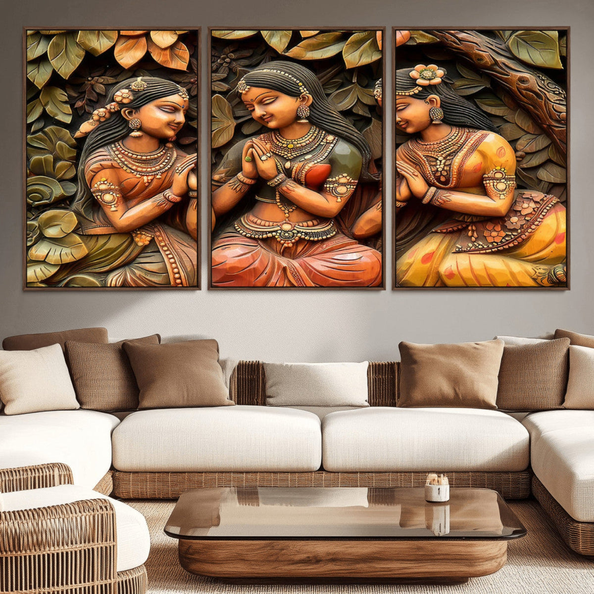 Indian Woman Statue Wall Art Canvas Print