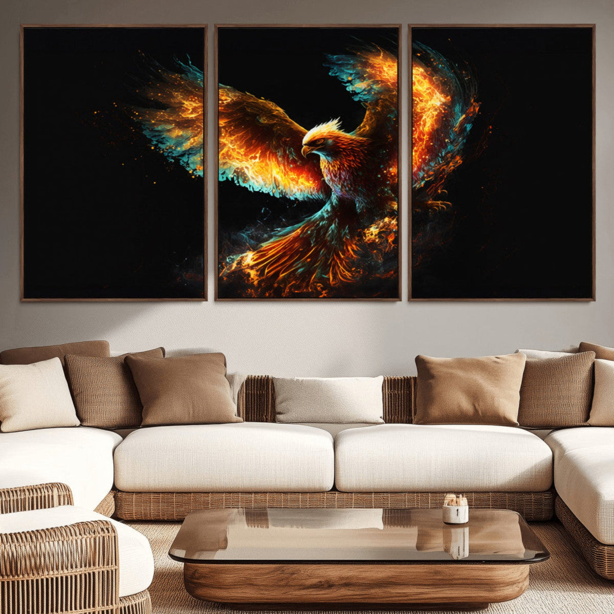 Fiery Phoenix Canvas Print | Ready to Hang Wall Art | Bold