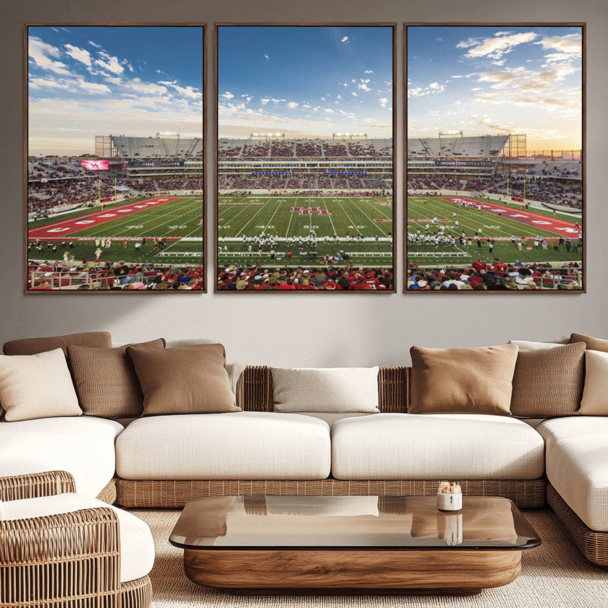 Framed Houston Cougars Football Team Print - Houston TDECU