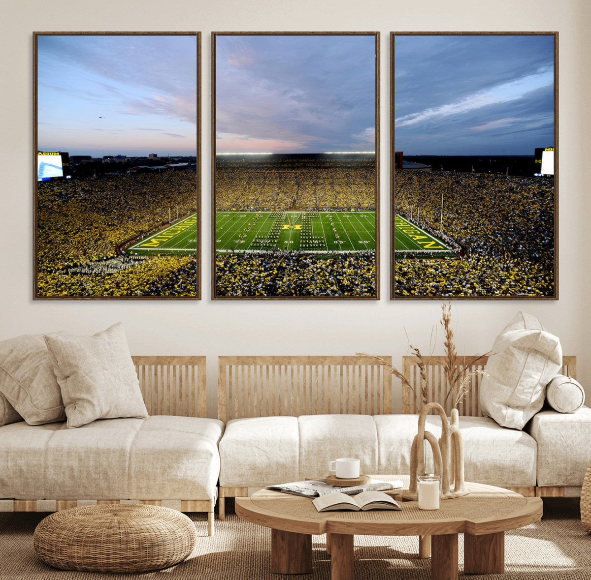 Michigan Stadium Wall Art Canvas Print, Vibrant Game Day