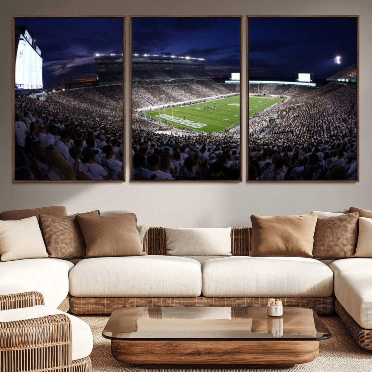 Michigan State Spartans Canvas, Framed Football Team Print -