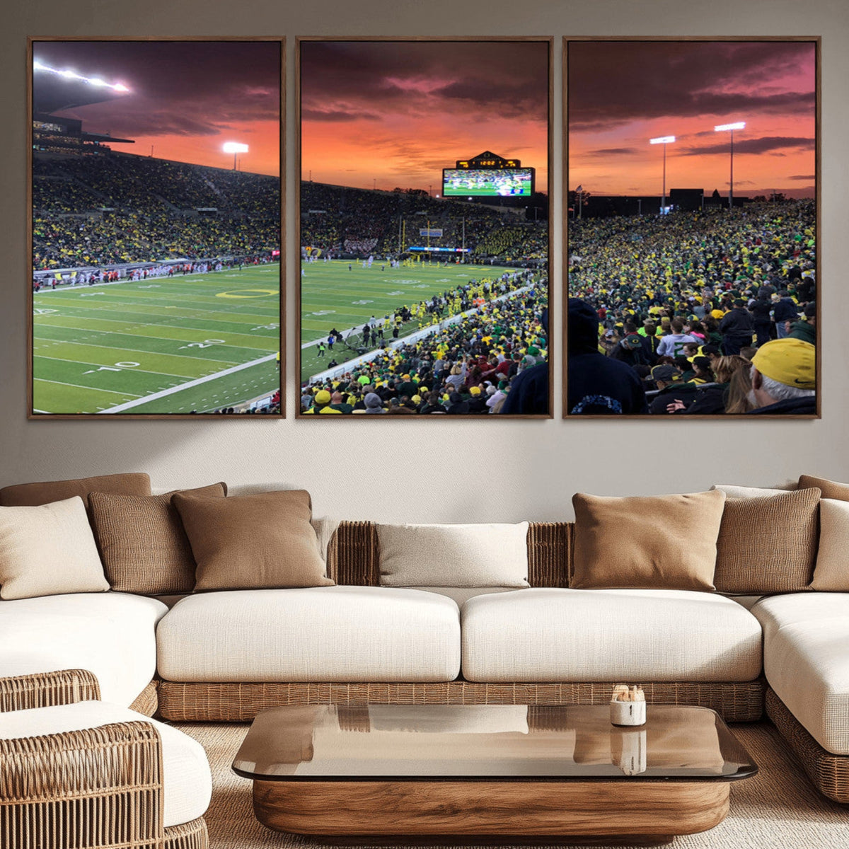 Eugene Autzen Stadium Canvas Wall Art Print – Sunset Over