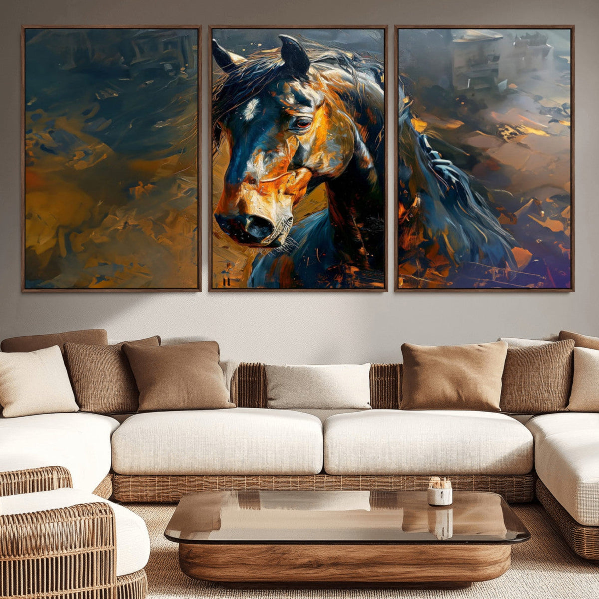 Abstract Horse Wall Art Canvas Print | Farmhouse Wall Decor