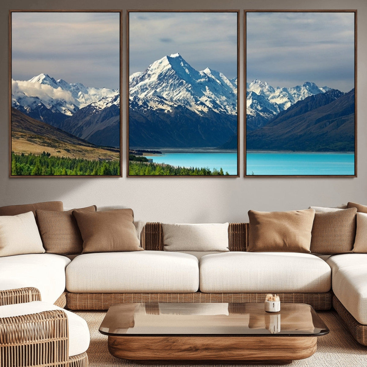 Mount Cook and Lake Pukaki Canvas Wall Art Print – Majestic