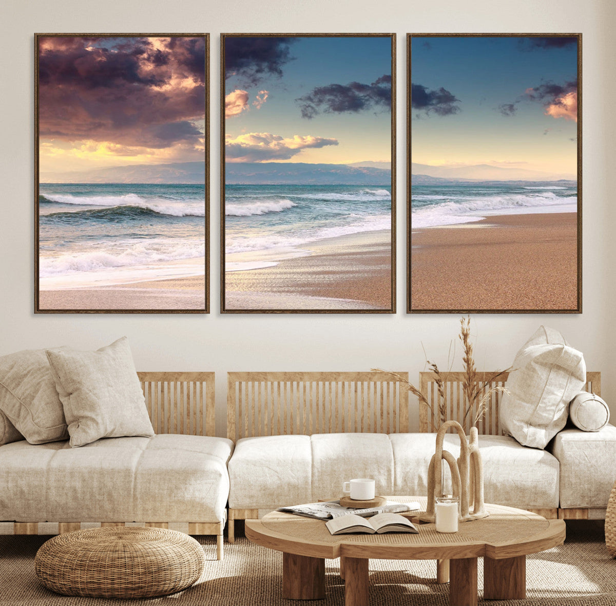 Cloudy Weather Beach Sunset Canvas Print | Sunrise Wall Art