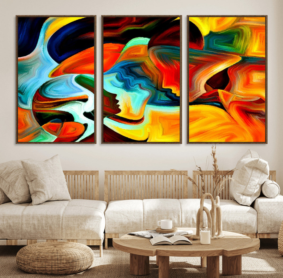 Human Love Figures Abstract Wall Art Canvas Print
