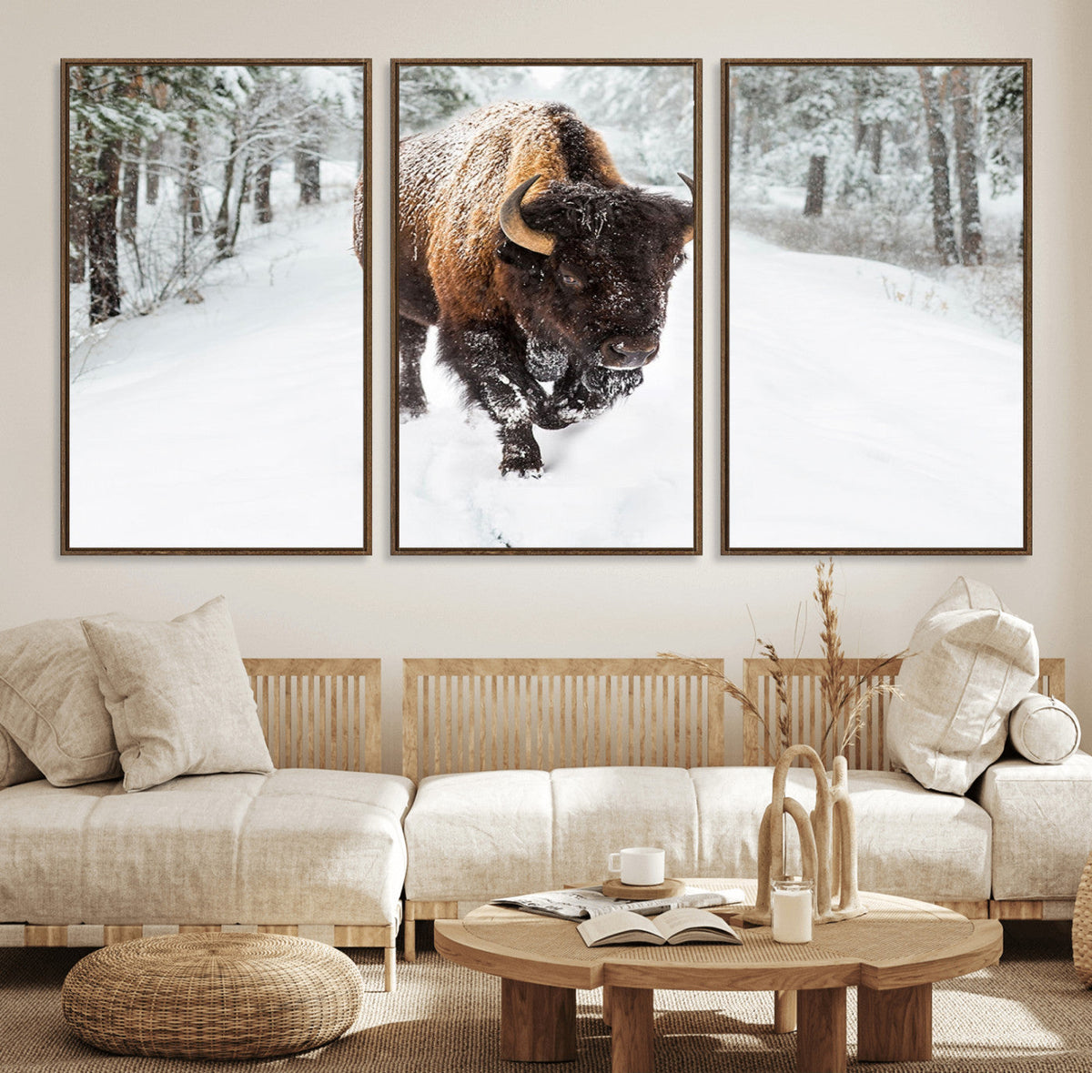 Bison Wall Art Canvas Print For Farmhouse, Animal Canvas