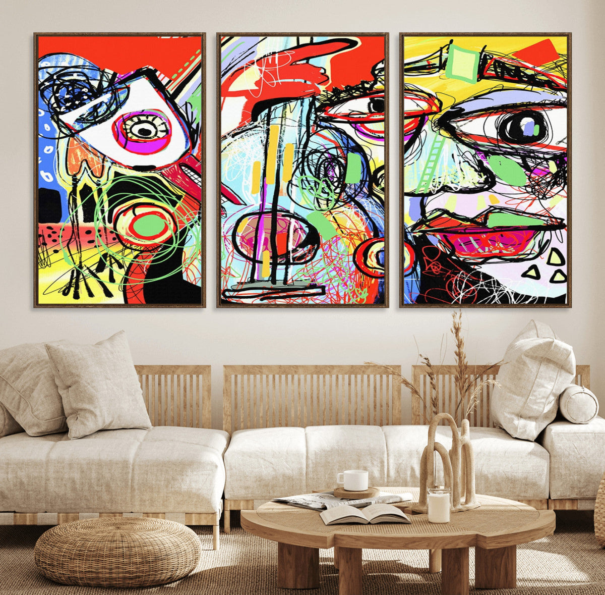 Picasso Style Art Abstract Canvas Wall Art Print , Colorful