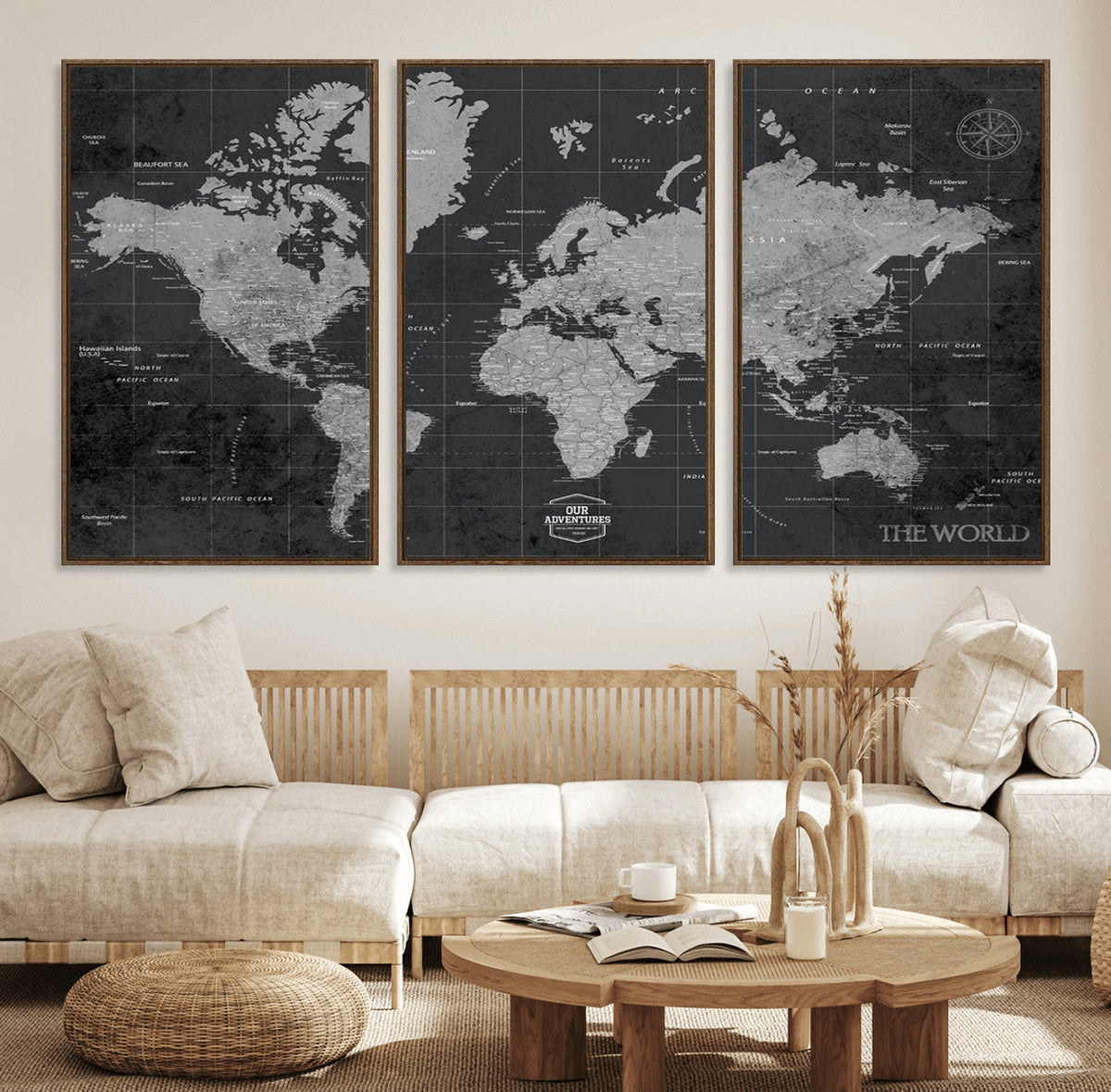 World Map Canvas Print – Detailed Map of the World Wall Art