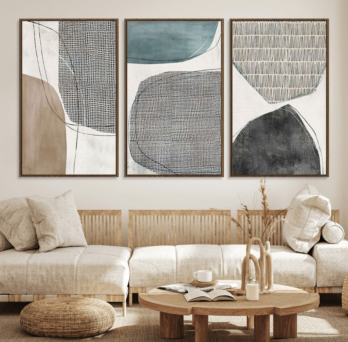 Canvas Print Wall Art Abstract Art Boho, Framed Boho Decor