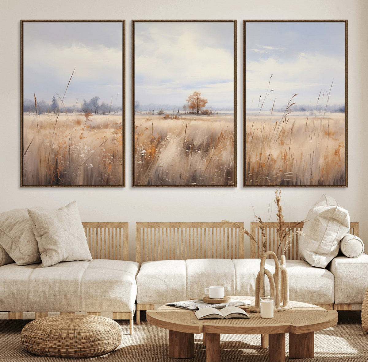 Golden Fields Wall Art Print Canvas – Serene Landscape of