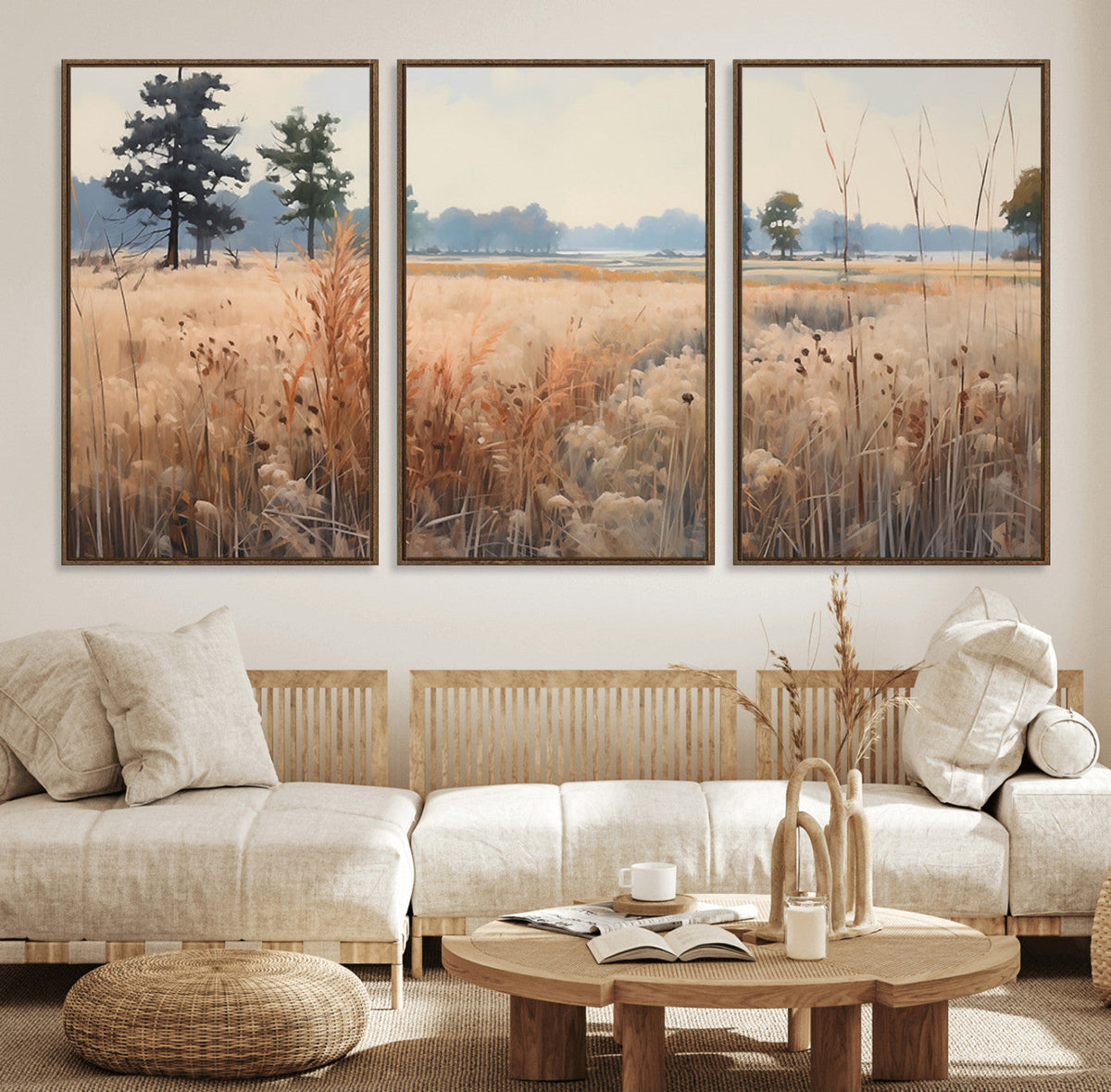 Golden Fields Canvas Wall Art Print – Serene Landscape of