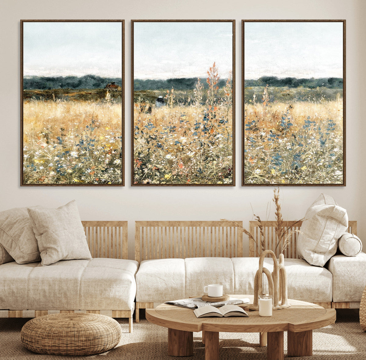 Wildflower Field Wall Art Canvas | Nature-Inspired Landscape