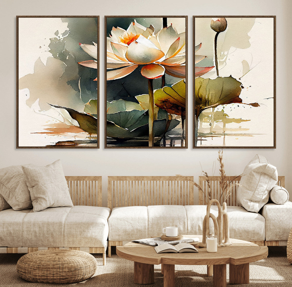 Lotus Flower Watercolor Canvas Print – A Symbol of Serenity
