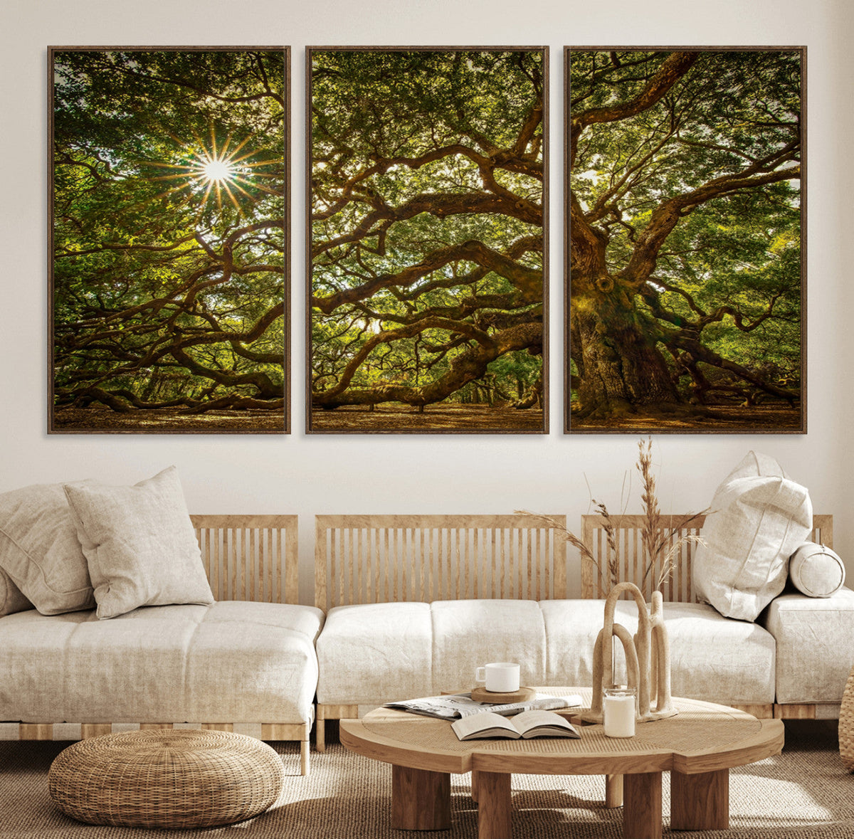 Ancient Angel Oak Tree Art Sunburst Canvas Print-