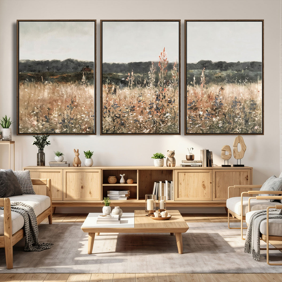 Rustic Field Landscape Wall Art Print, Giclee Canvas Wall