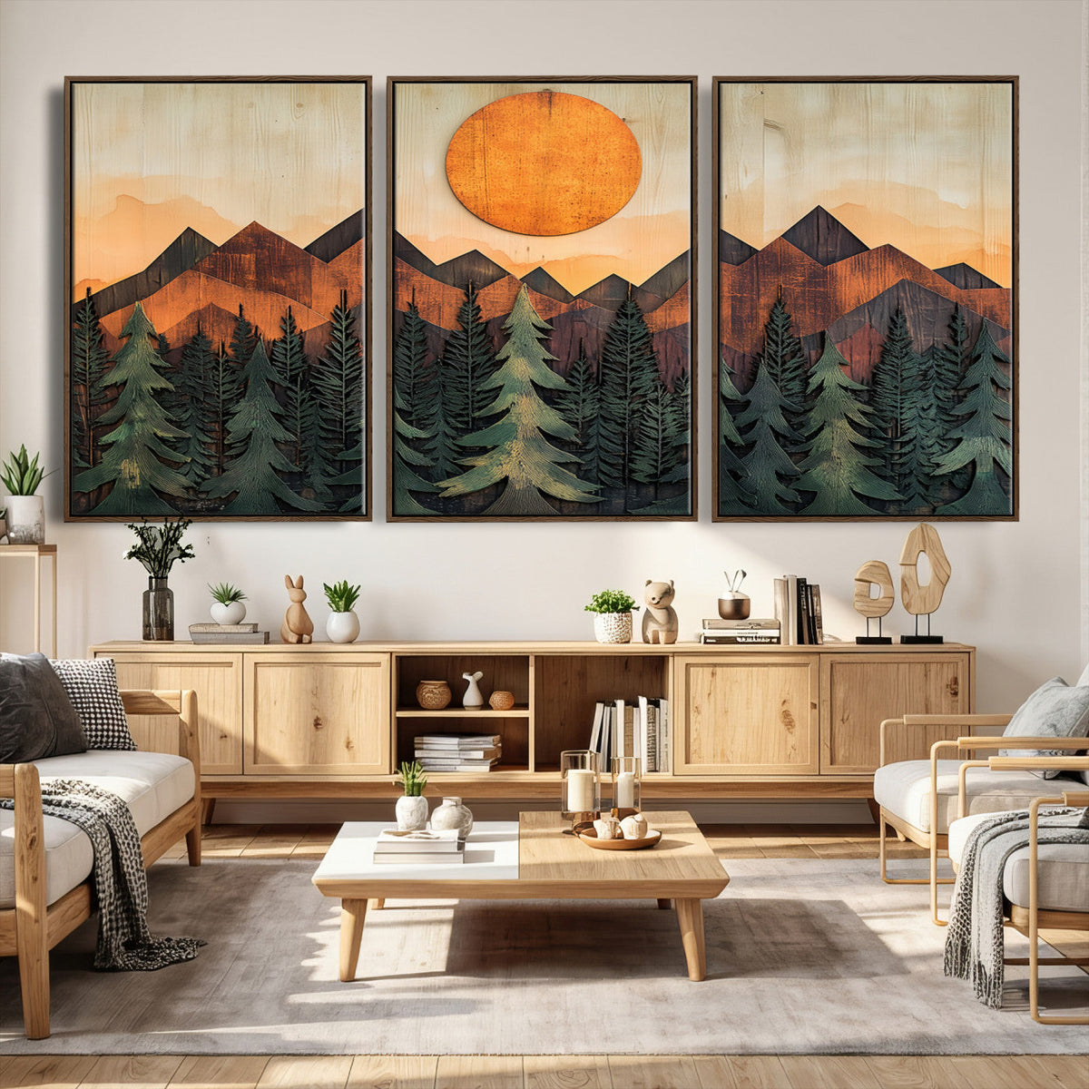Sunset Mountain Landscape Canvas Wall Art Print - Nature