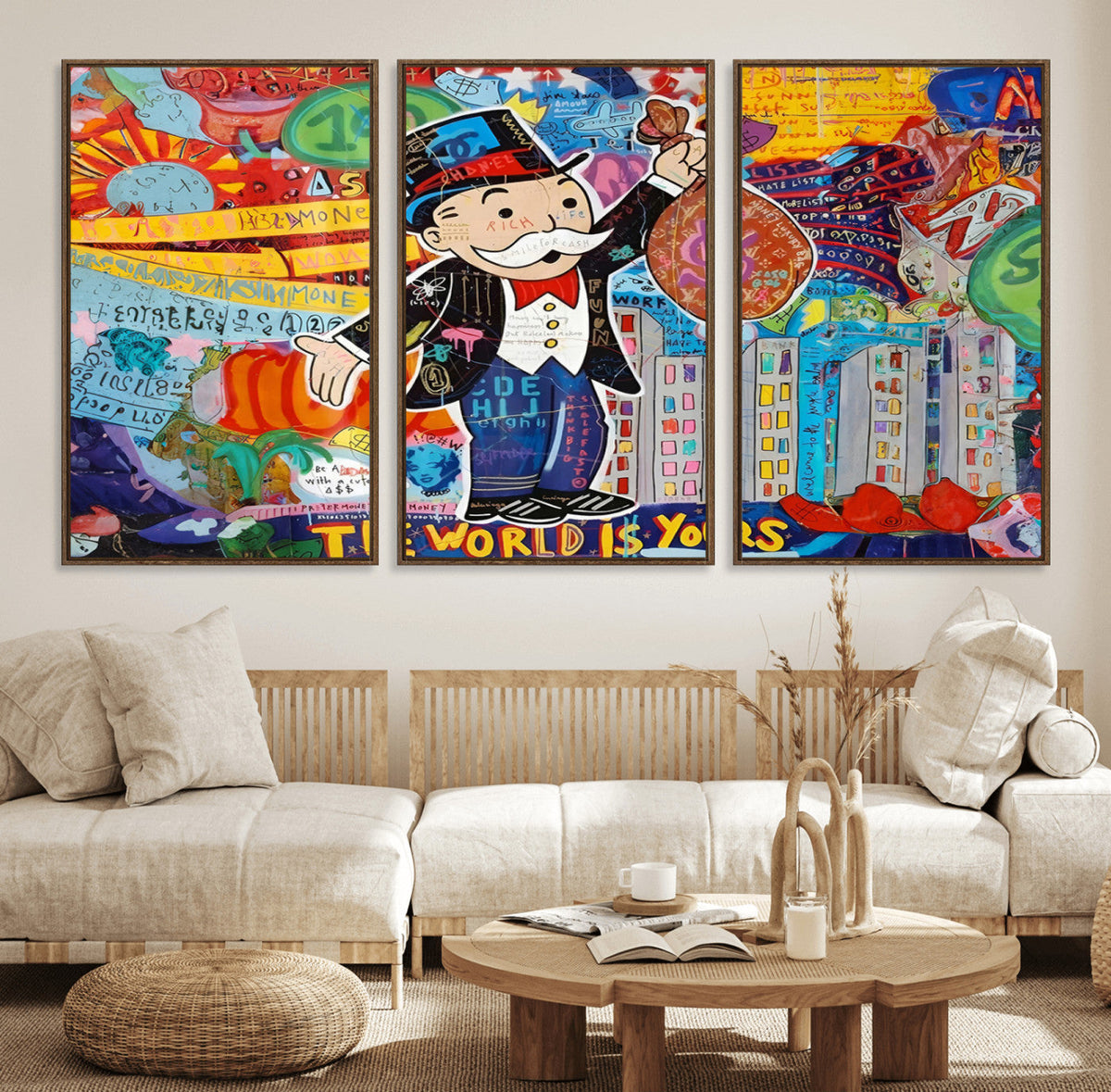Pop Art Monopoly Man Canvas Wall Art Print - Bold and