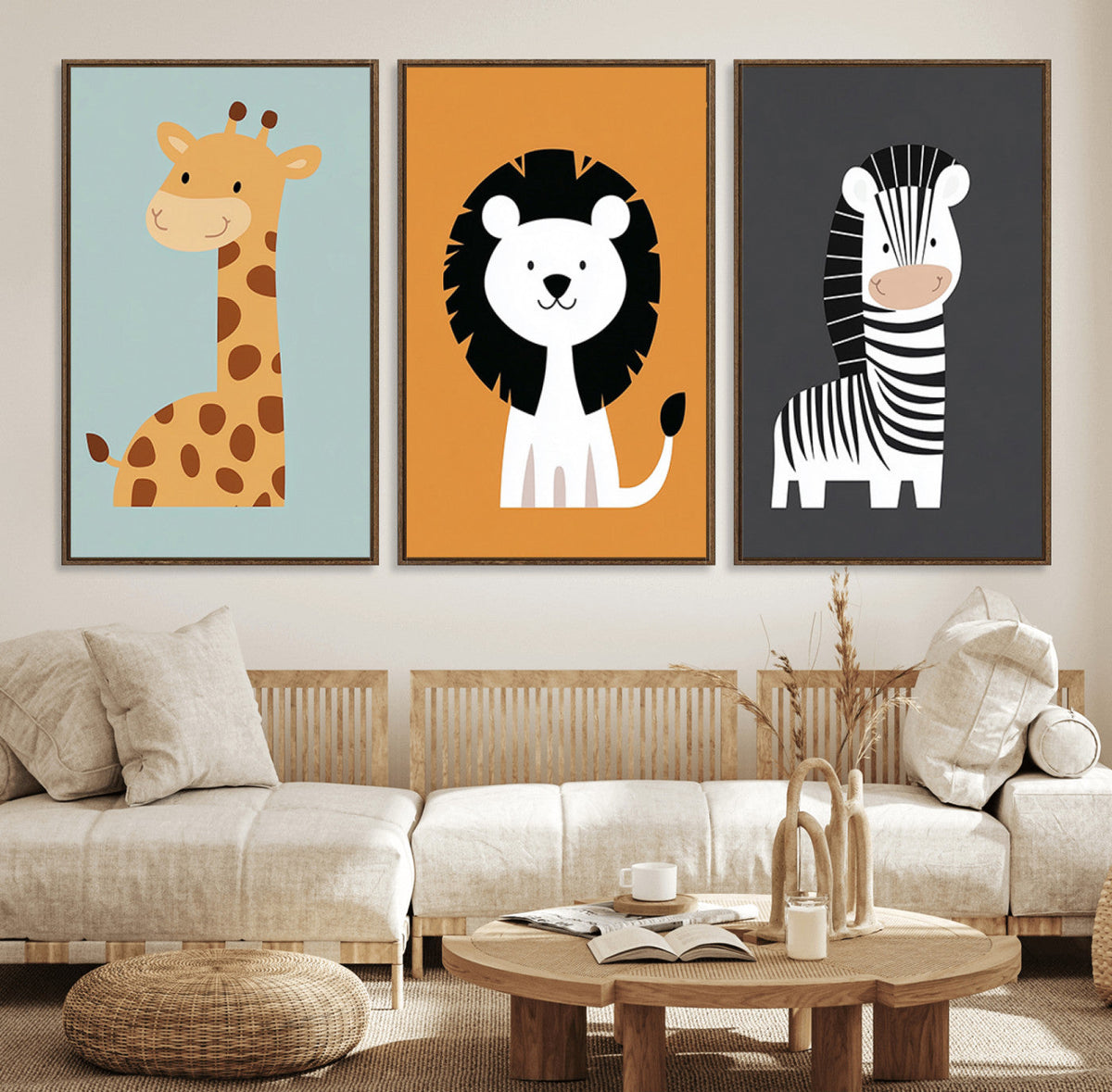 Boho Jungle Animal Nursery Wall Art Prints – Safari Decor