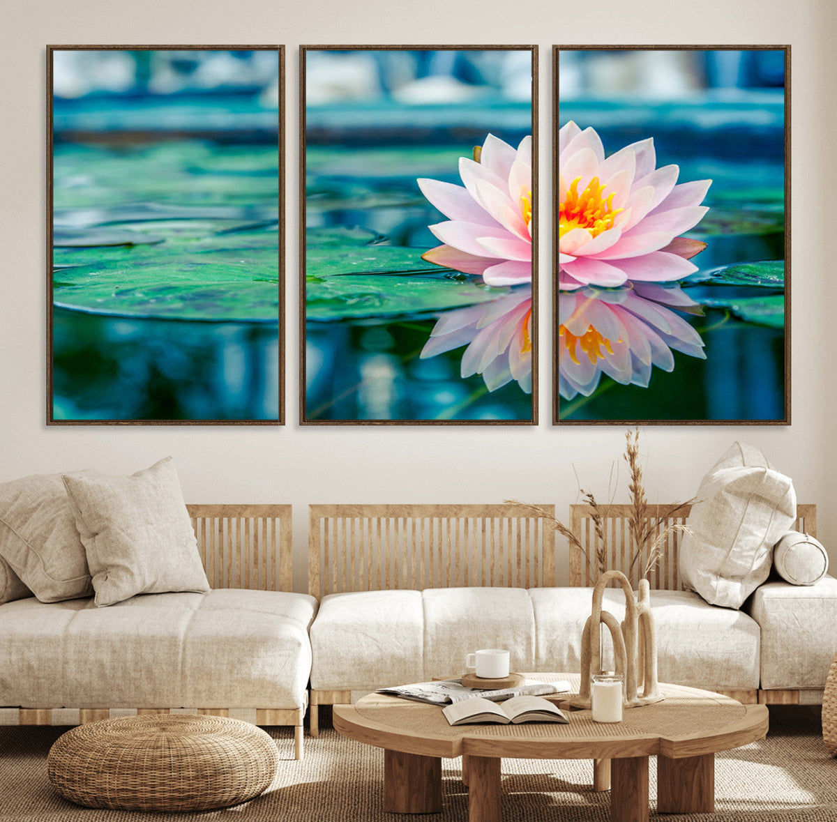 Lotus Flower Wall Art Canvas Print, Water Lily Large Wall