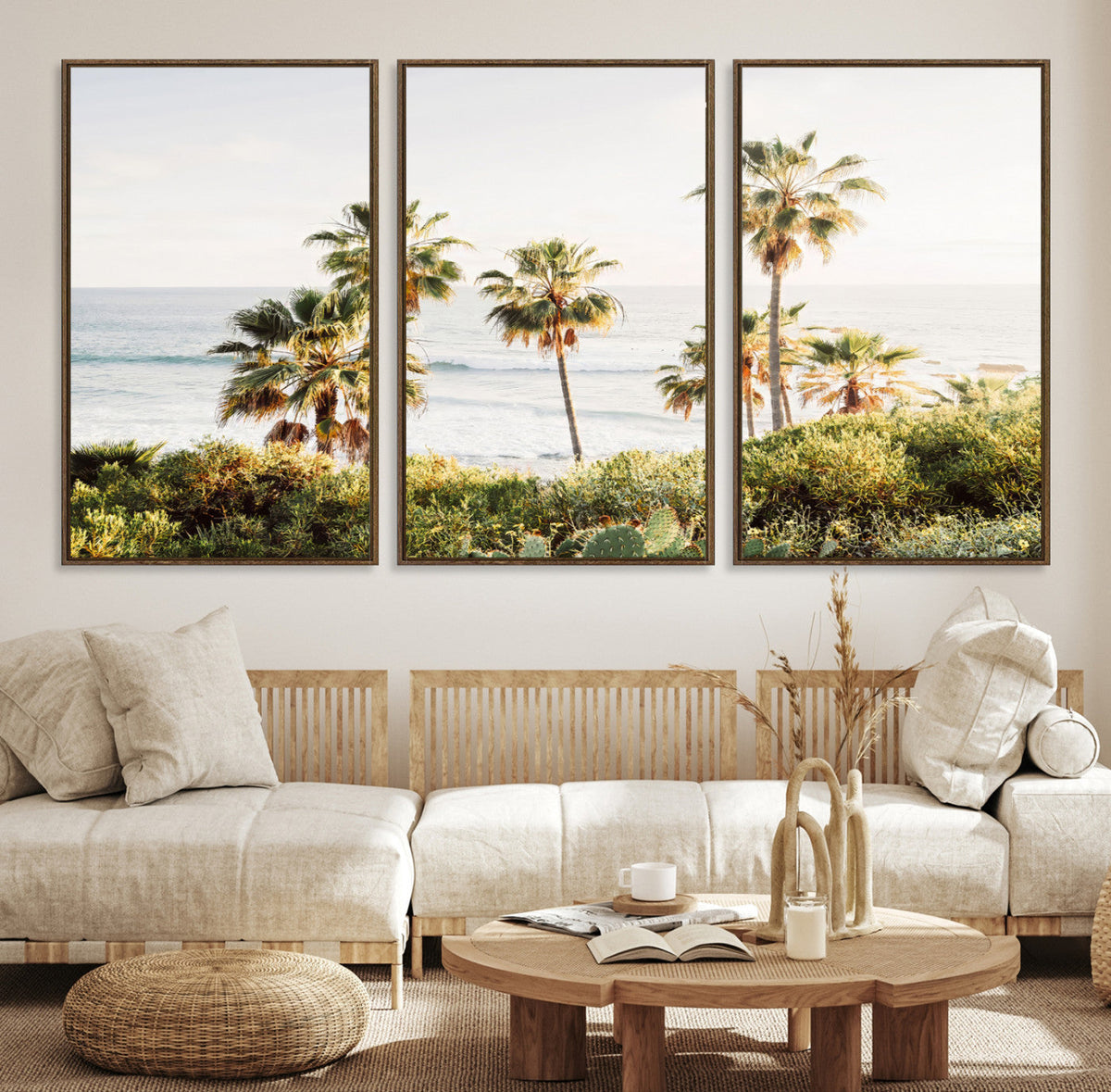 California Coast Palm Trees Wall Art Canvas Print – Framed