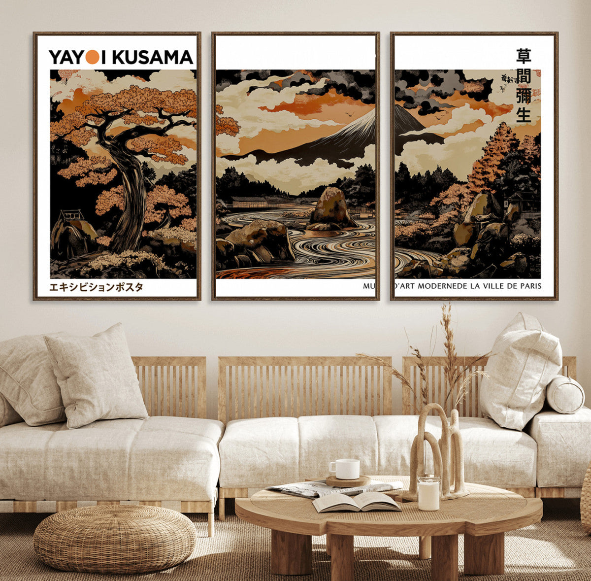 Modern Japanese Wall Art Canvas Print – Framed Abstract