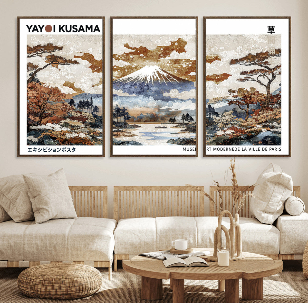 Modern Japanese Wall Art Canvas Print – Framed Abstract