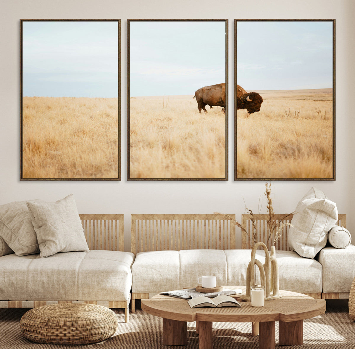 Buffalo Wall Art Canvas Print – Framed Western Wildlife
