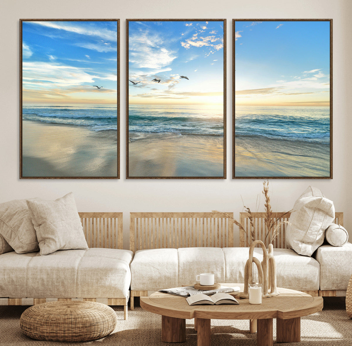 Minimalist Seaside Wall Art Canvas Print – Morning Glow