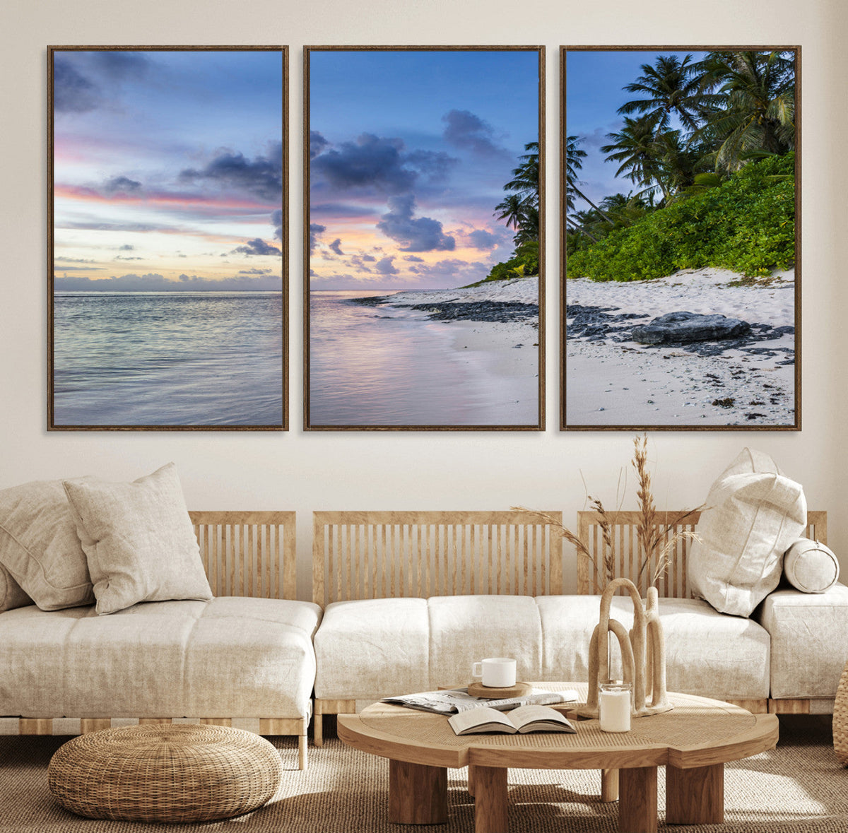 Tropical Beach Wall Art Canvas Print – Framed Sunset Glow