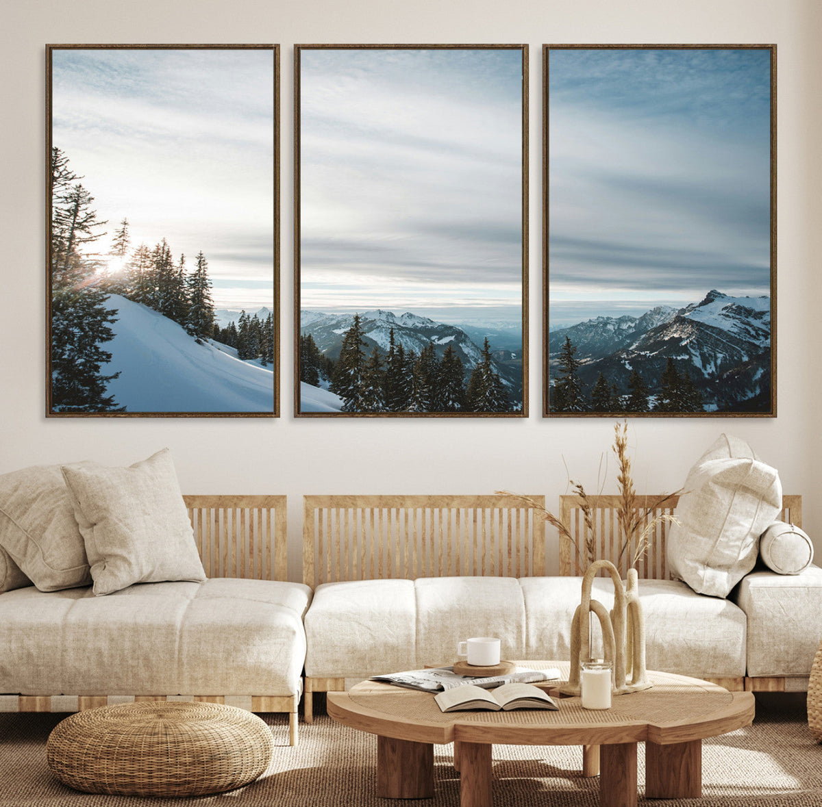 Snowy Mountain Wall Art Canvas Print – Frosty Peaks Alpine