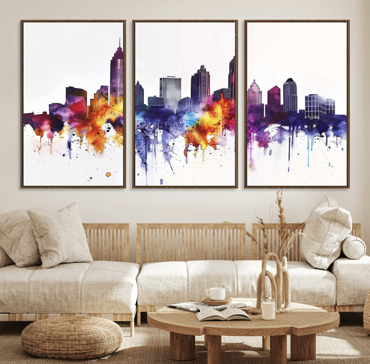 Atlanta Skyline Wall Art Canvas Print – Framed Colorful