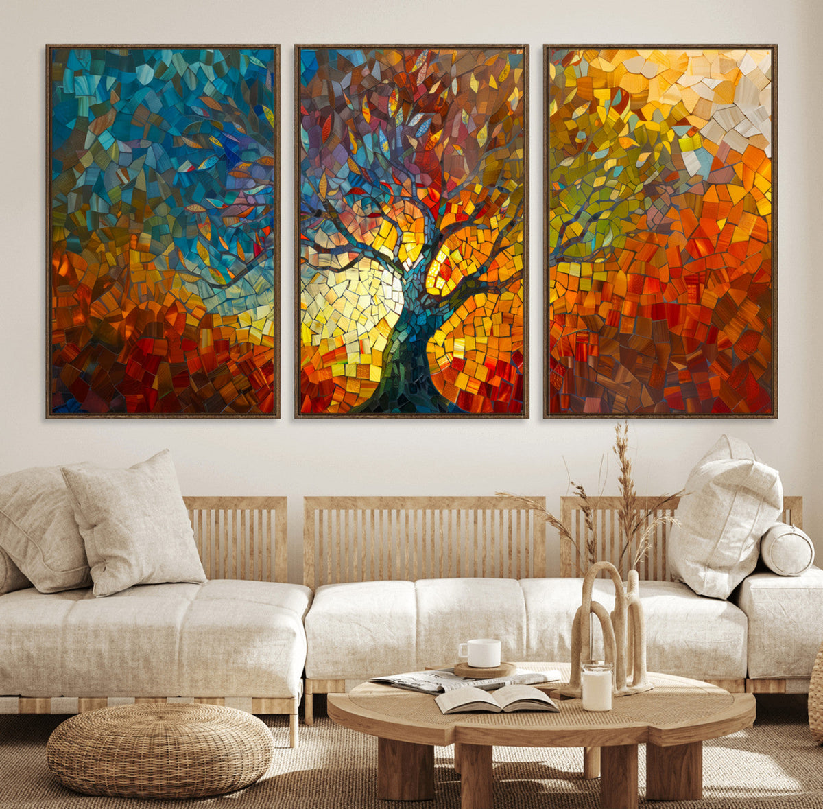 Yggdrasil Tree of Life Mosaic Stained Glass Wall Art, Tree