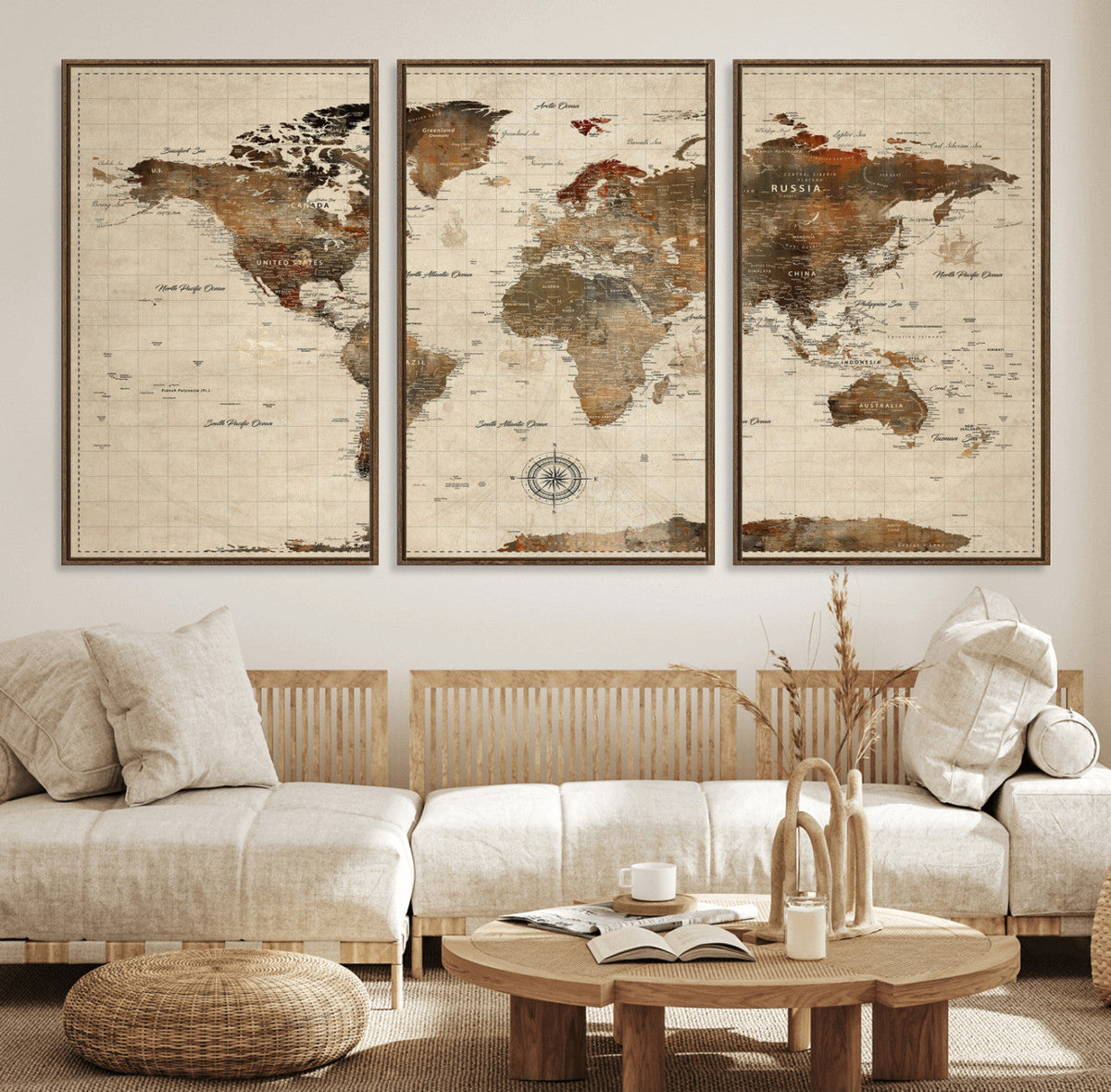 World Map Canvas Print – Framed Detailed Map of the World