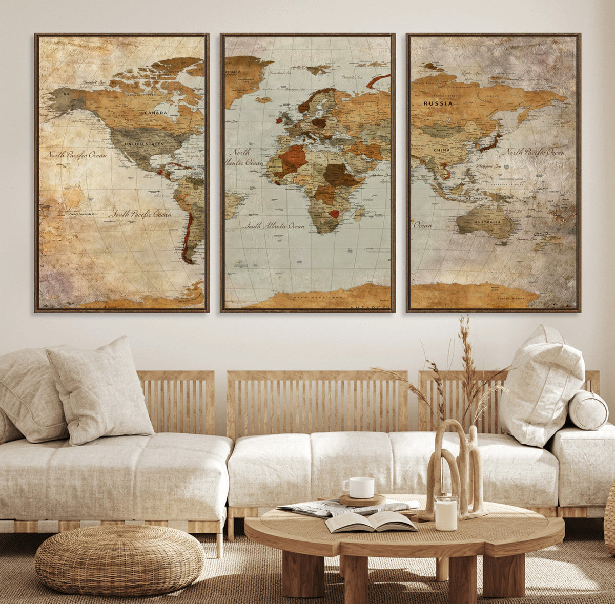 World Map Canvas Print – Detailed Map of the World Wall Art