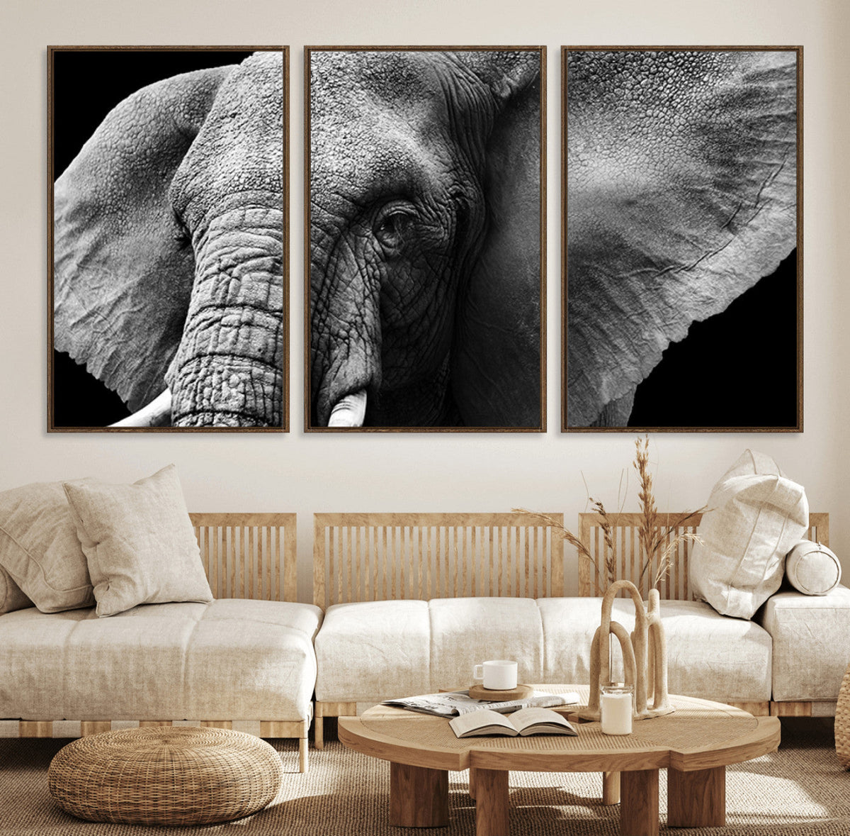 Big Elephant Close Up Wall Art Canvas Print