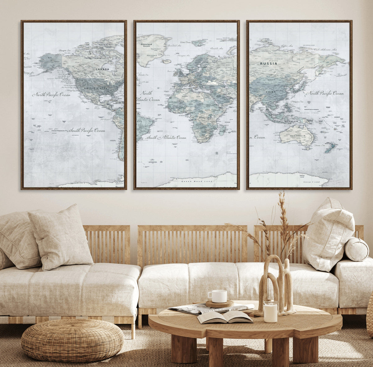 World Map Canvas Print – Detailed Map of the World Wall Art
