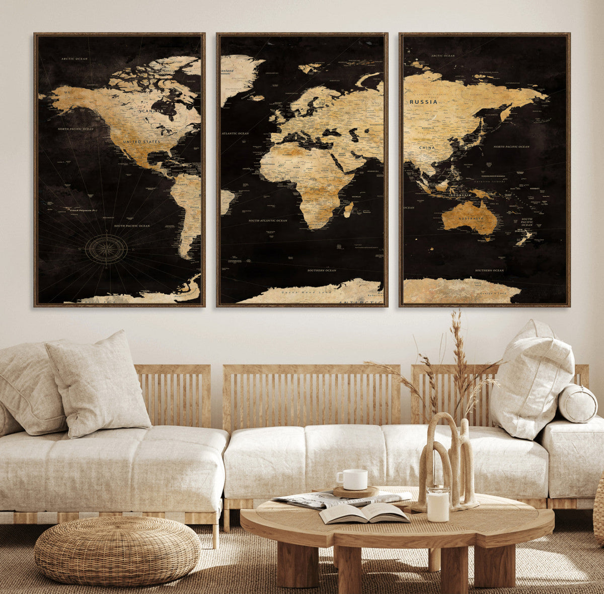 Extra Large World Map Canvas Print – Detailed Map Classic