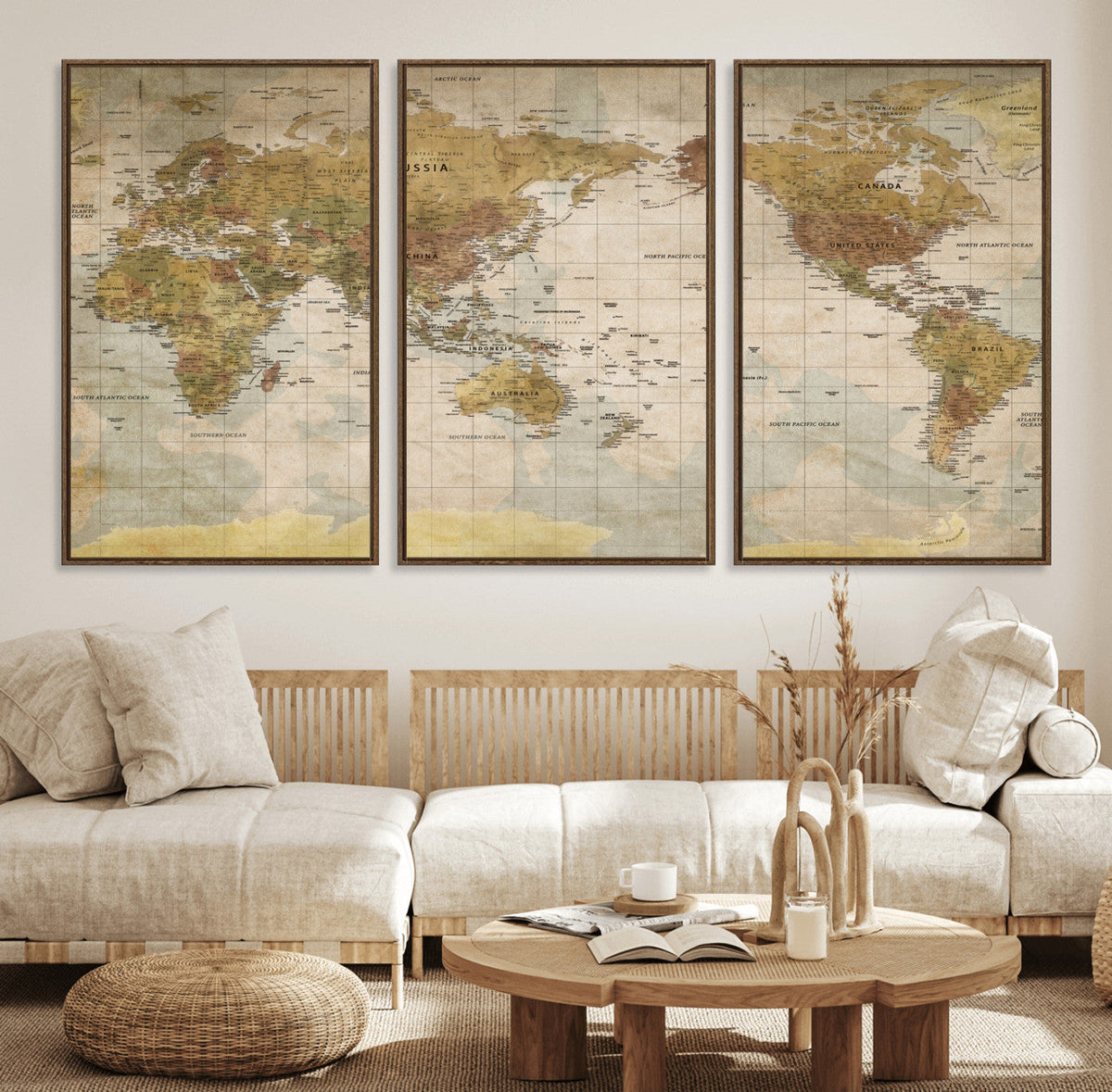 World Map Canvas Print – Detailed Map of the World Wall Art