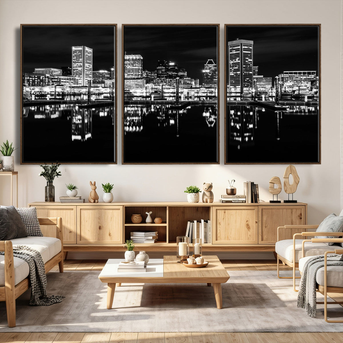 Baltimore Skyline Wall Art Canvas Print, Baltimore Downtown
